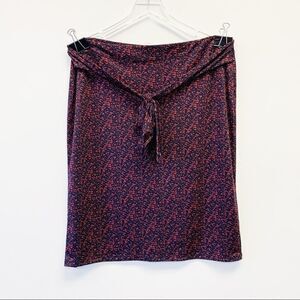 Halogen Abstract Print Tie Front Pencil Skirt In Multi Brown/Black, Size 3X